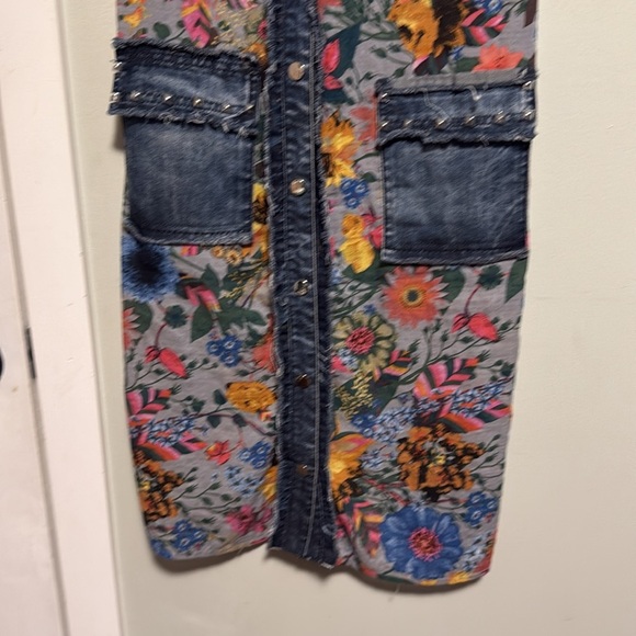 Adore Unique Floral Patterned Denim combo dress - Small - Picture 4 of 6